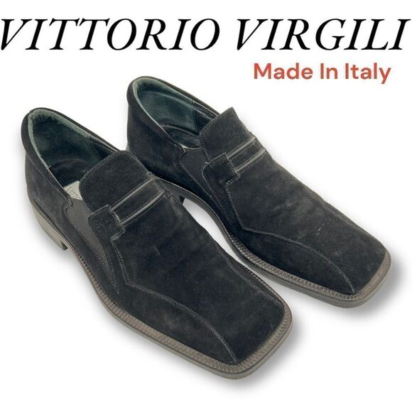 VITTORIO VIRGILI MEN'S 43 US 9.5 DRESS SHOES Suede LEATHER Handmade | Square Toe - Picture 1 of 11